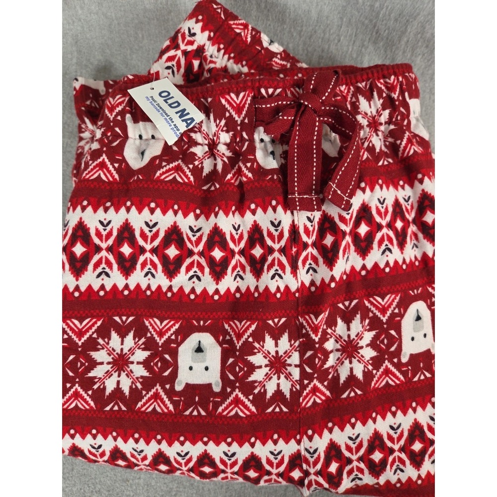 Old Navy Mens 4X Red Polar Bear Fair Isle Flannel Pajama Pants Sleep Lounge NEW‎